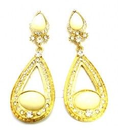 Brinco Pedraria Bege Dourado