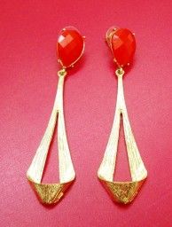 Brinco Vermelho Dourado