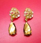 Brinco Pedra Marrom Dourado